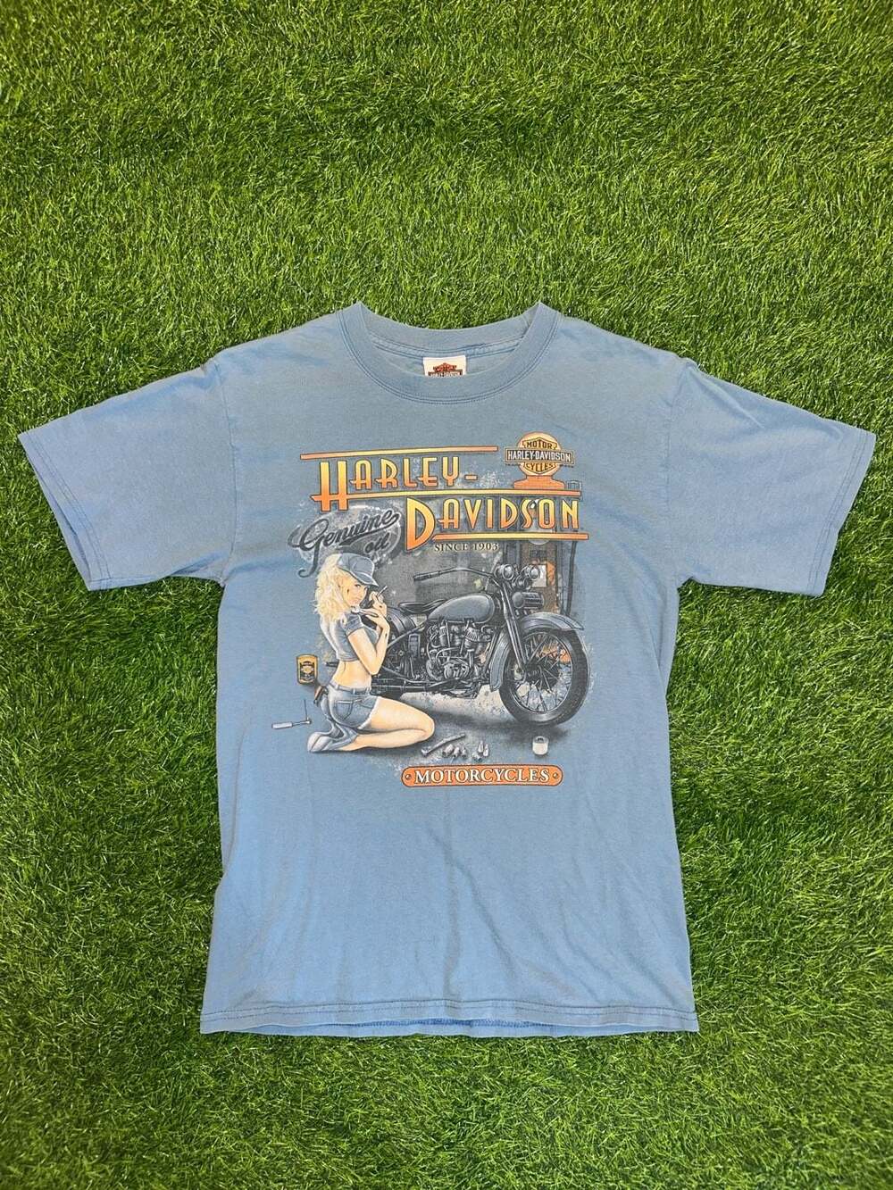 Vintage Harley-Davidson Trev Deeley Motorcycles Vancouver BC Canada Blue T-Shirt